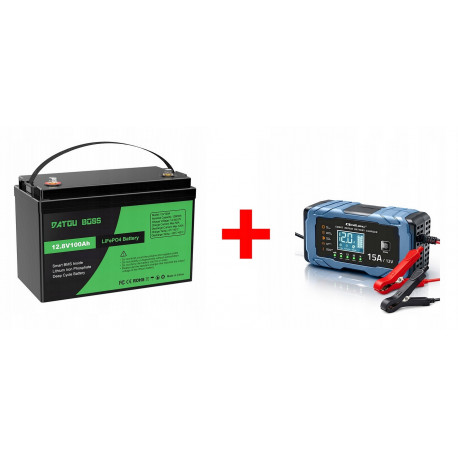 LiFePo4 baterie 12V 100Ah GREEN BOSS LIGHT s nabíječkou 15A