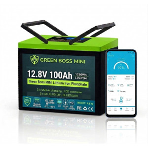 LiFePo4 baterie Green Boss MINI 12V 100Ah LCD, USB, bluetooth , DC